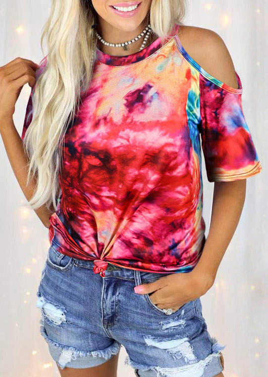 

Tie Dye One Sided Cold Shoulder Blouse, Multicolor, 508596