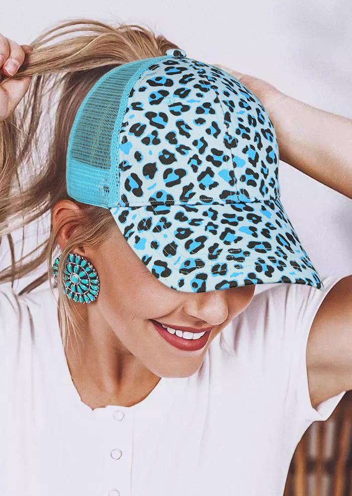 

Leopard Mesh Hollow Out Baseball Cap, Blue, 508875