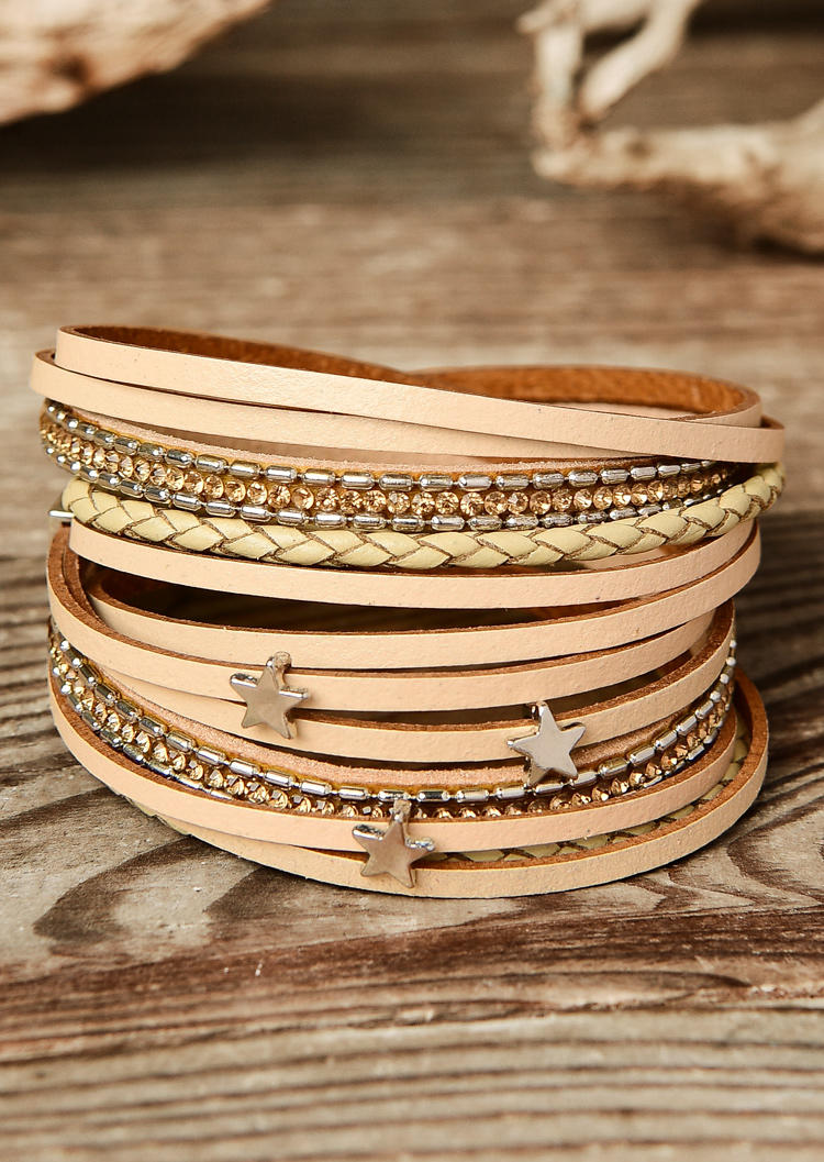 

Star Multi-Layered Magnetic Buckle Bracelet, Light khaki, 508877