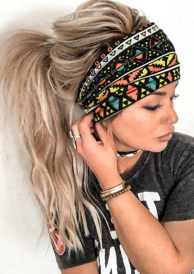 

Vintage Aztec Geometric Yoga Sport Wide Headband, Pattern2, 508867