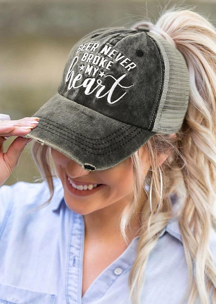 

Beer Never Broke My Heart Hollow Out Baseball Cap, Dark grey, 508953