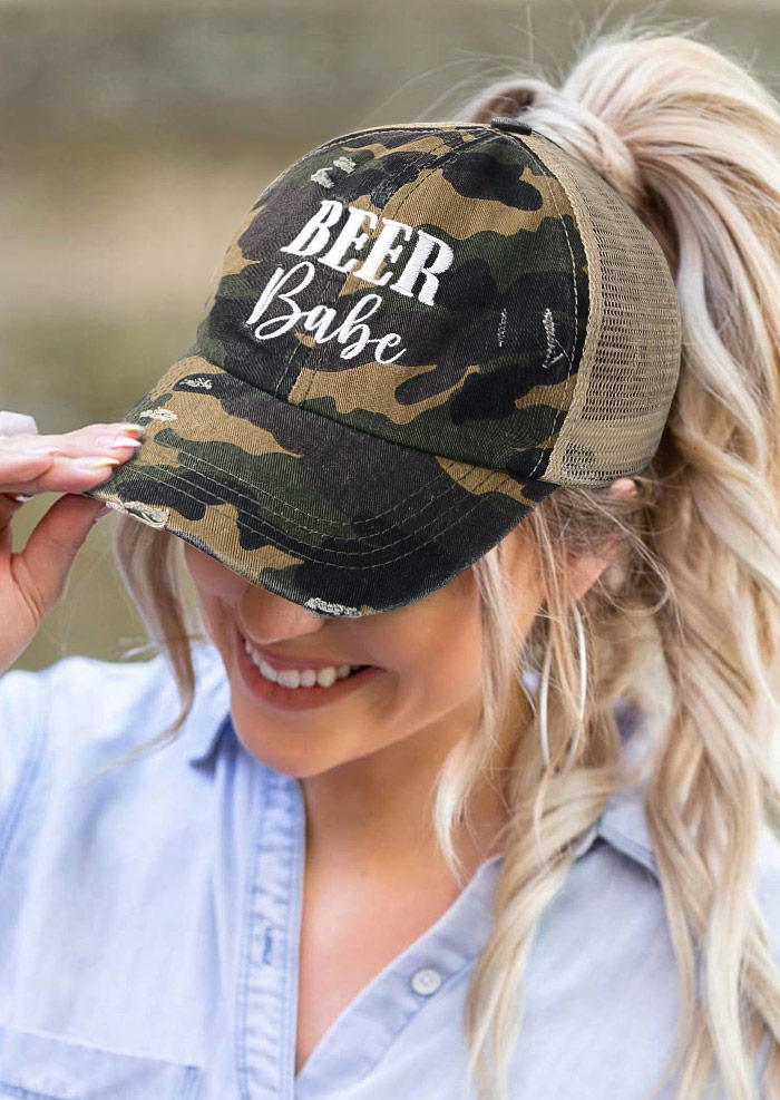 

Camouflage Beer Babe Hollow Out Mesh Baseball Cap, 508960