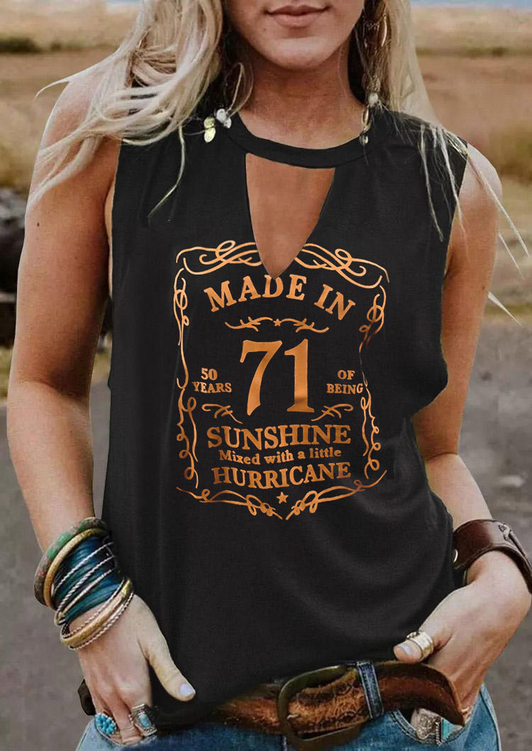 

Sunshine Mixed With A Little Hurricane Keyhole Neck Tank - Black, 509022