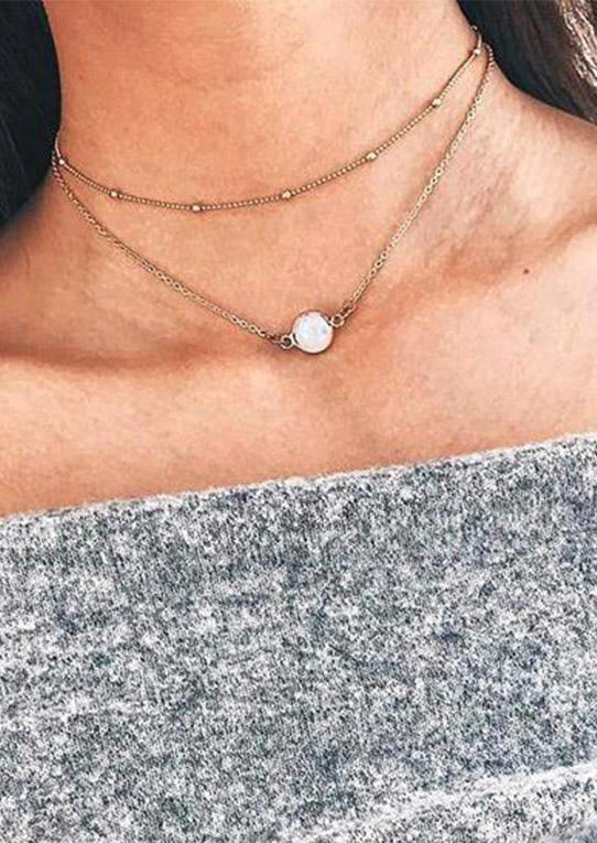 

2Pcs Pearl Casual Alloy Necklace Set - Gold, 507281