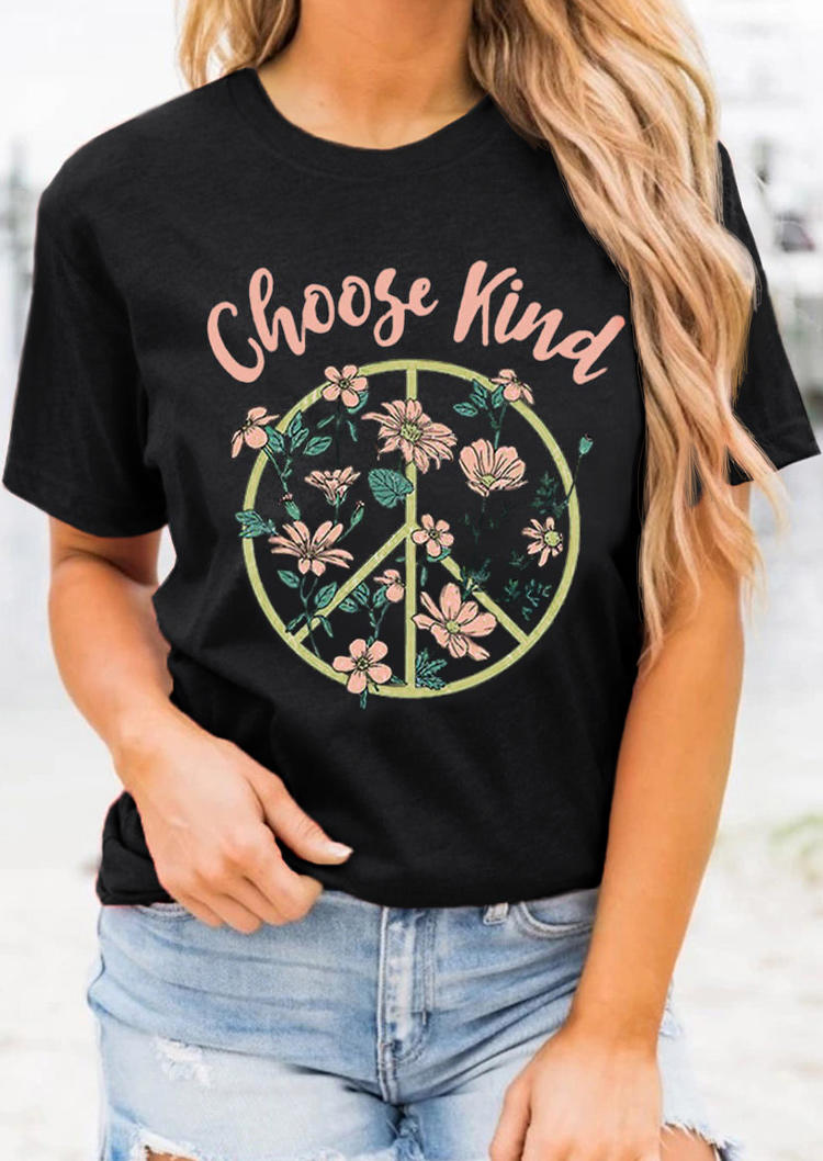 

Floral Choose Kind T-Shirt Tee - Dark Grey, 509033