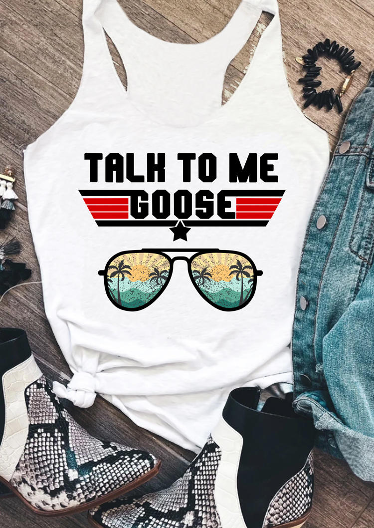 

Talk To Me Goose Glasses Racerback Tank - White, 509202