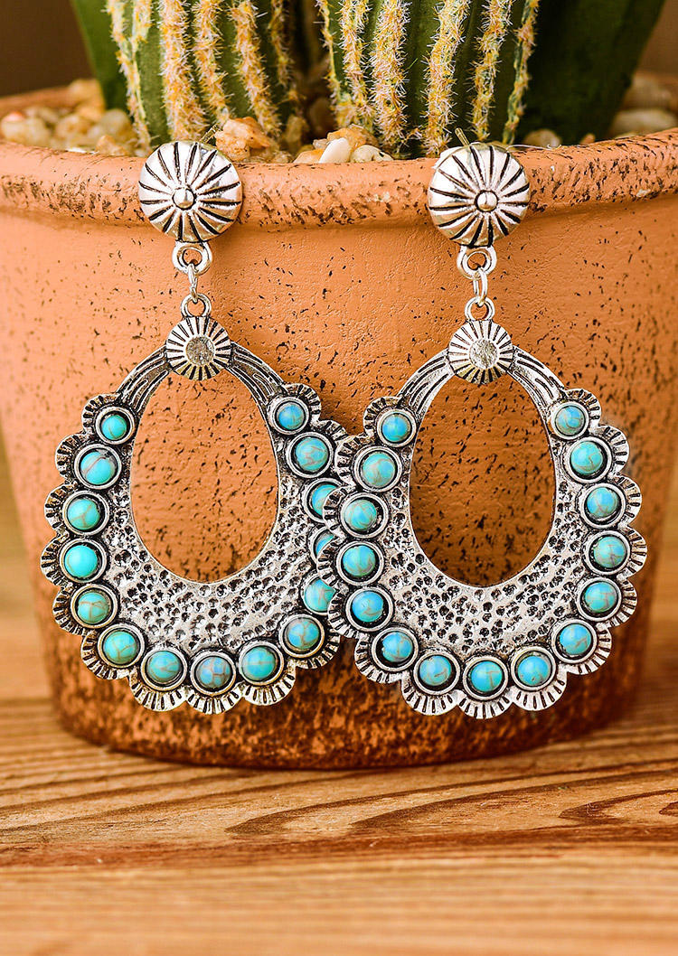 

Turquoise Water Drop Earrings, Cyan, 509399