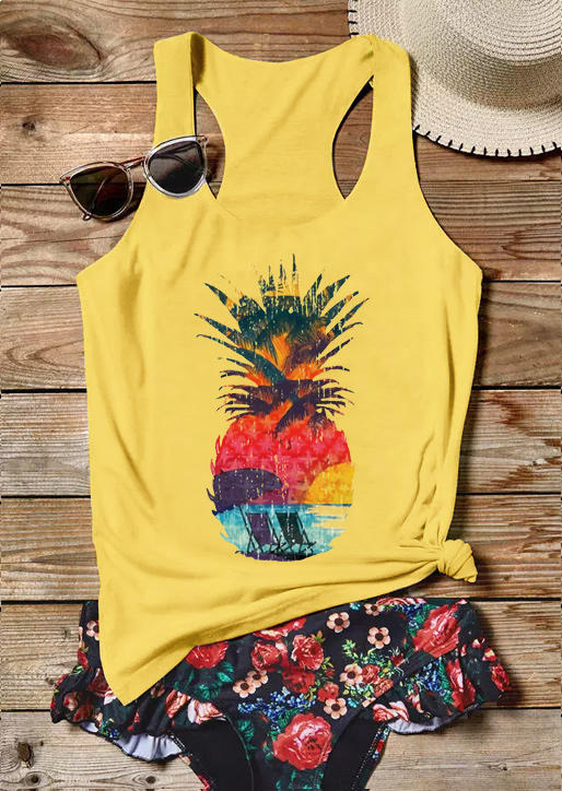 

Beach Sunset Pineapple Racerback Tank - Yellow, 509538