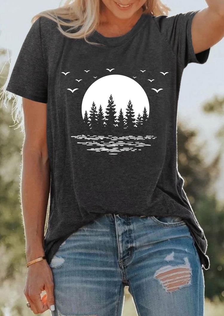 

Camp Sunset Bird Tree T-Shirt Tee - Dark Grey, 508986