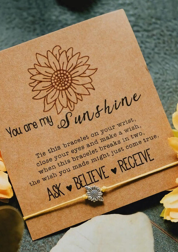 

You Are My Sunshine Sunflower Adjustable Bracelet, Silver, 508485