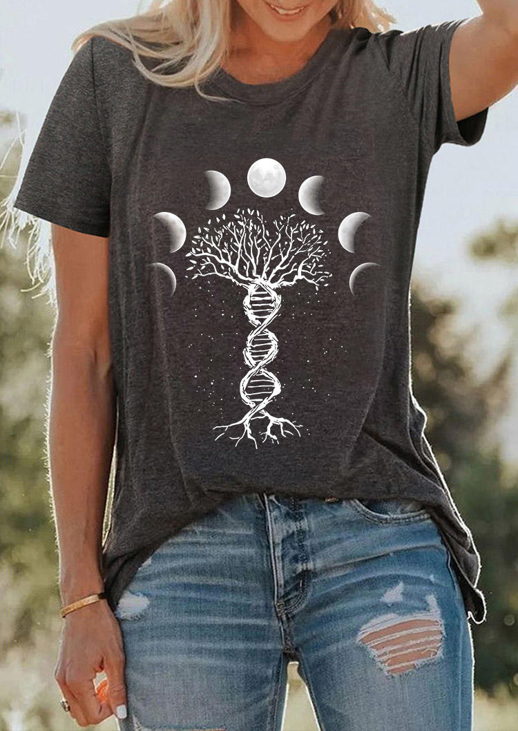 

Phases Of The Moon Tree T-Shirt Tee - Dark Grey, 509112