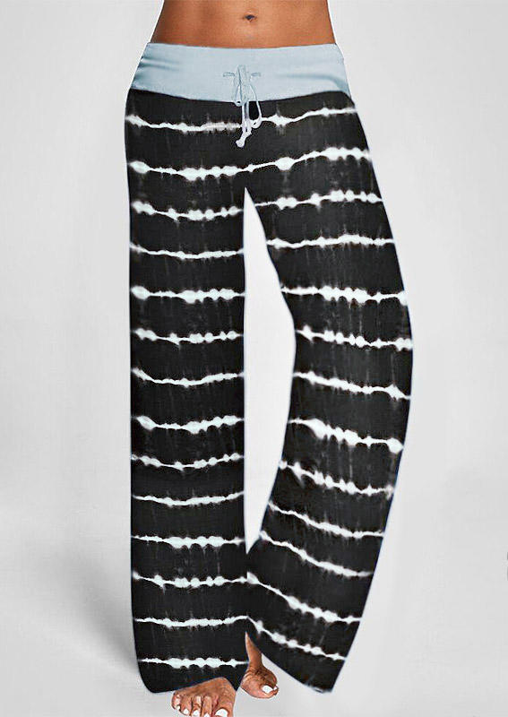 

Striped Tie Dye Drawstring Pants - Black, 509487