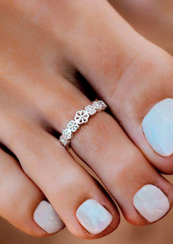 

Flower Adjustable Open Mouth Toe Ring, Silver, 509671
