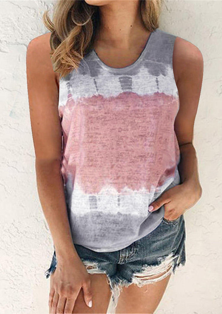 

Gradient Tie Dye Sleeveless Casual Tank - Gray, 505366