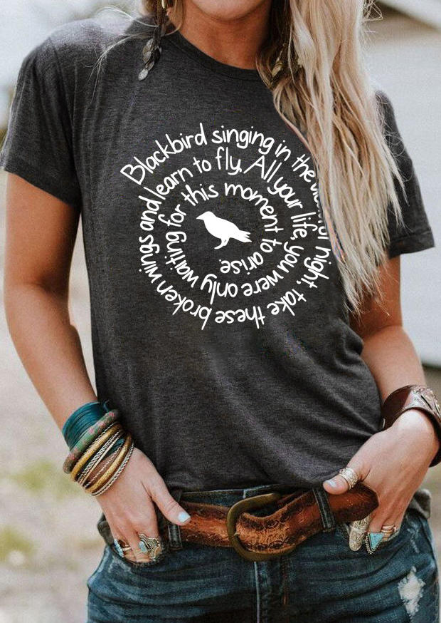 

Blackbird Singing In The Dead Of Night T-Shirt Tee - Dark Grey, 509145
