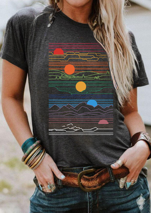

Sunset Camping O-Neck T-Shirt Tee - Dark Grey, 509286