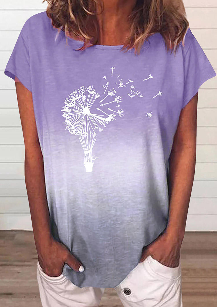 

Dandelion Gradient O-Neck T-Shirt Tee - Purple, 509715