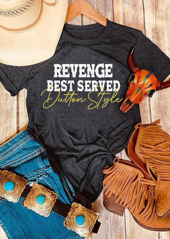 

Revenge Best Served Dutton Style T-Shirt Tee - Dark Grey, 509609