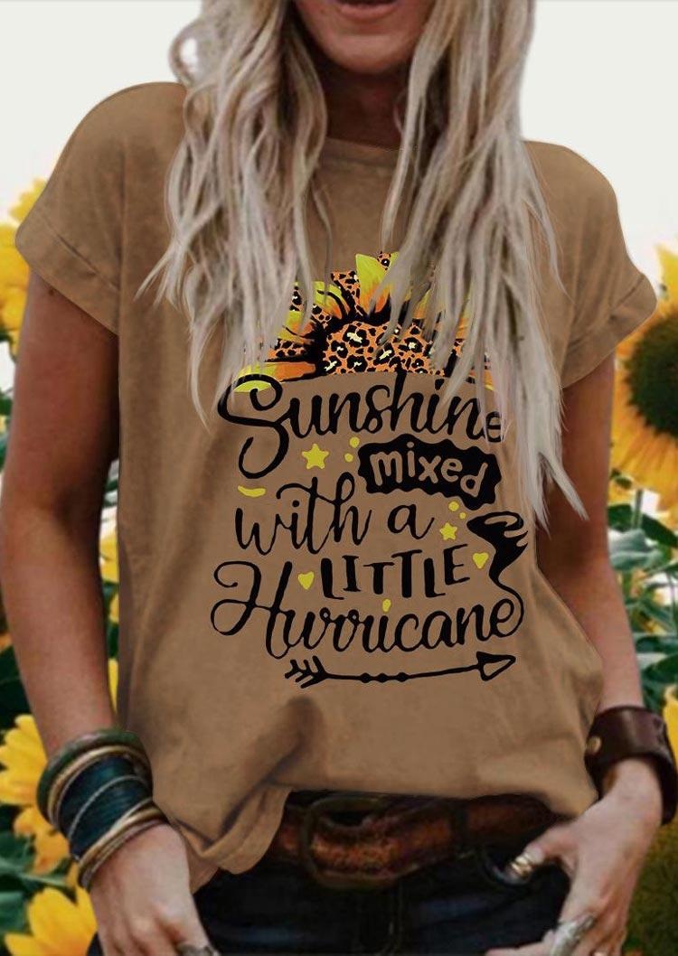 

Leopard Sunflower Arrow Sunshine T-Shirt Tee - Khaki, 509866