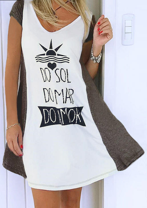 

Color Block Do Sol Do Mar Do Amor Sun Heart Mini Dress - White, 509761