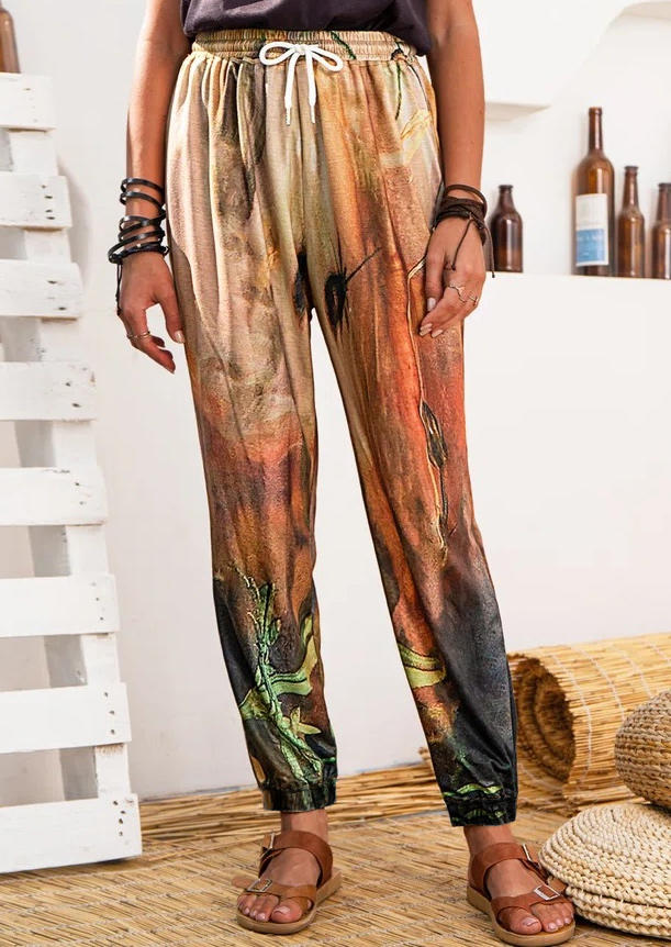 

Tie Dye Graffiti Drawstring Elastic Waist Pants, Multicolor, 509934