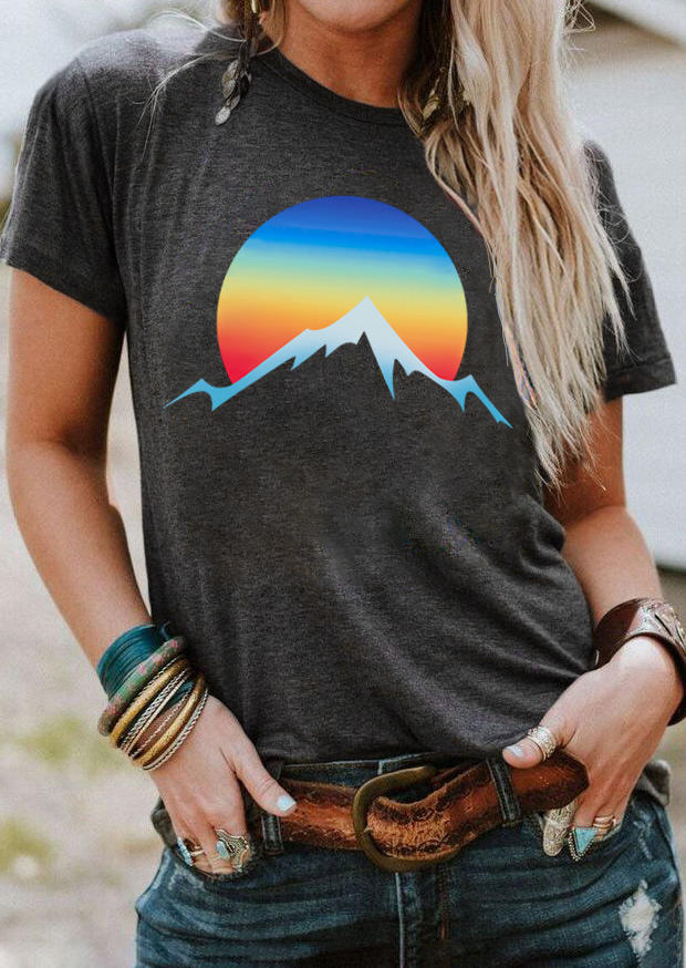 

Mountain Sunset T-Shirt Tee - Dark Grey, 509803