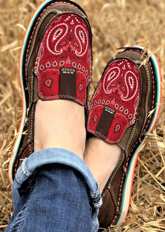 

Vintage Paisley Slip On Flat Sneaker - Red, 510193