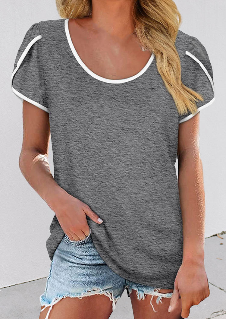

Short Sleeve O-Neck Blouse - Gray, 508996