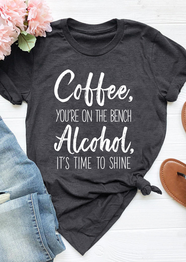 

Coffee You're On The Bench O-Neck T-Shirt Tee - Dark Grey, 509895