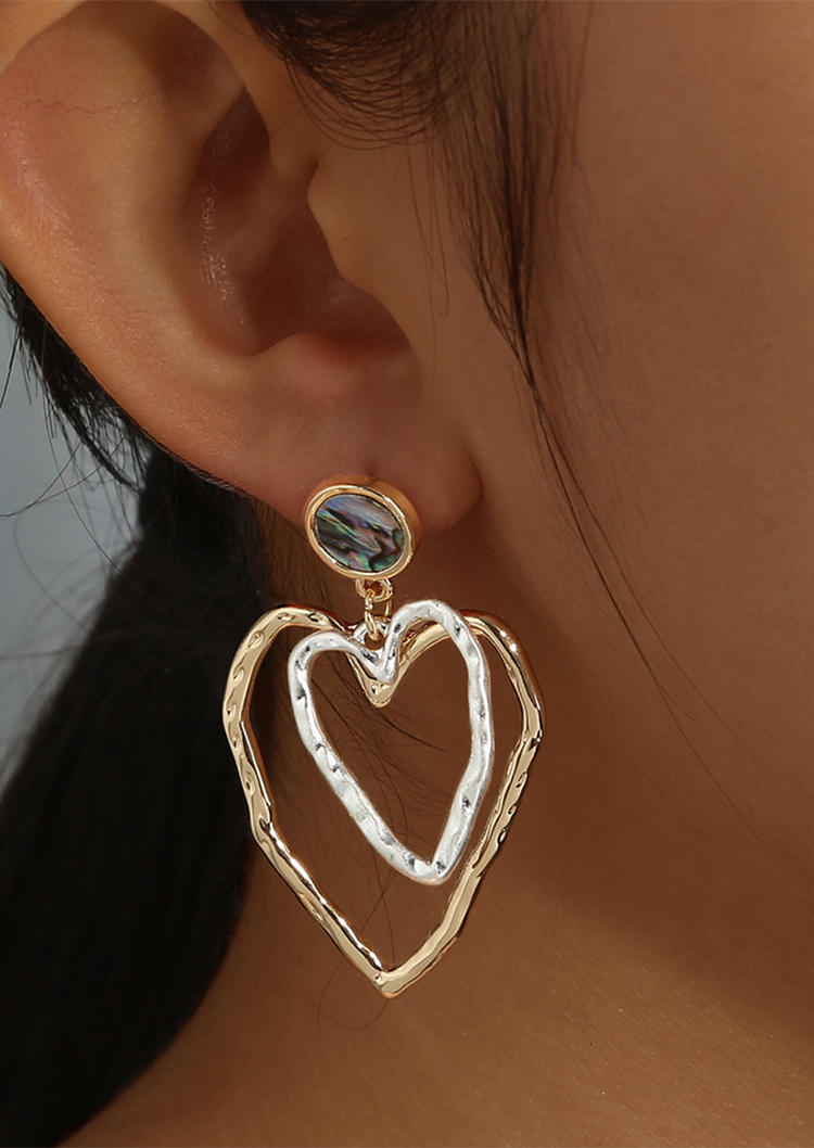 

Bohemian Hollow Out Heart Stud Earrings, Gold, 510086