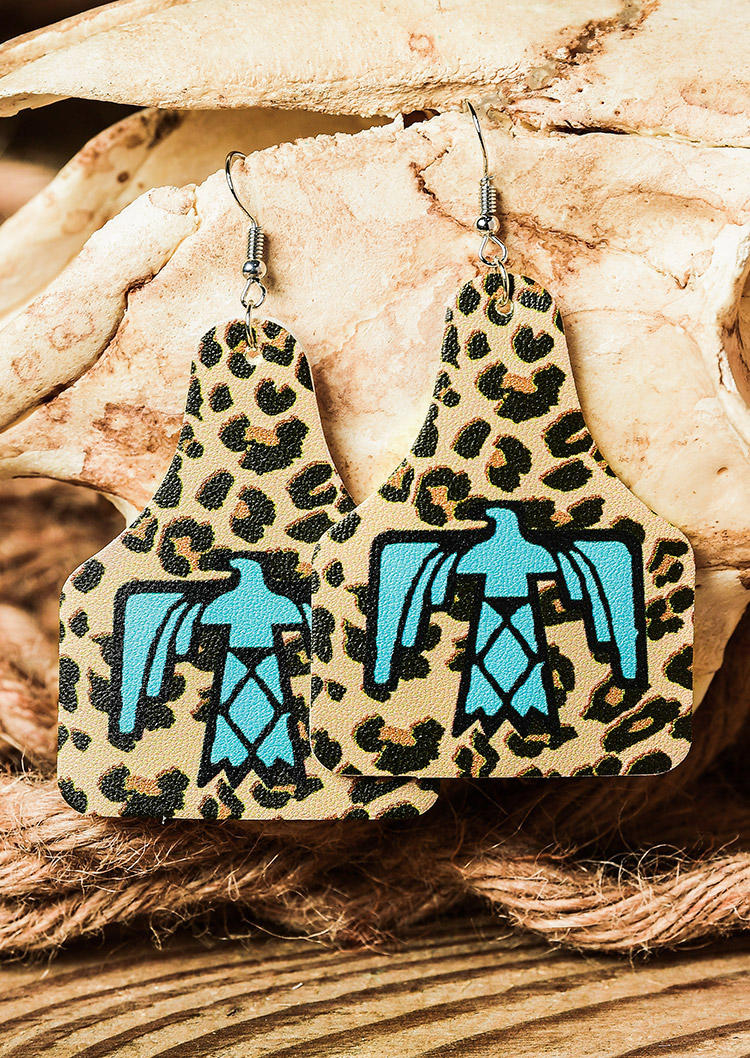 

Leopard Turquoise Leather Earrings, Pattern2, 510088
