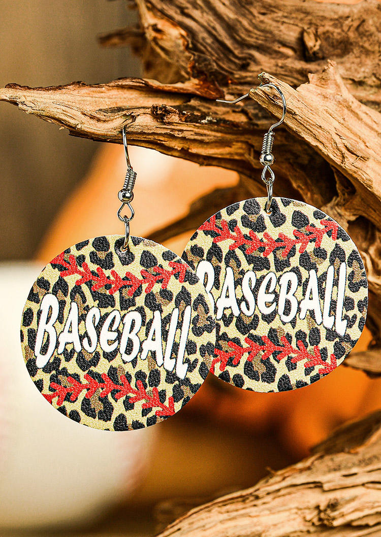 

Leopard Baseball Dangle Earrings, 510112