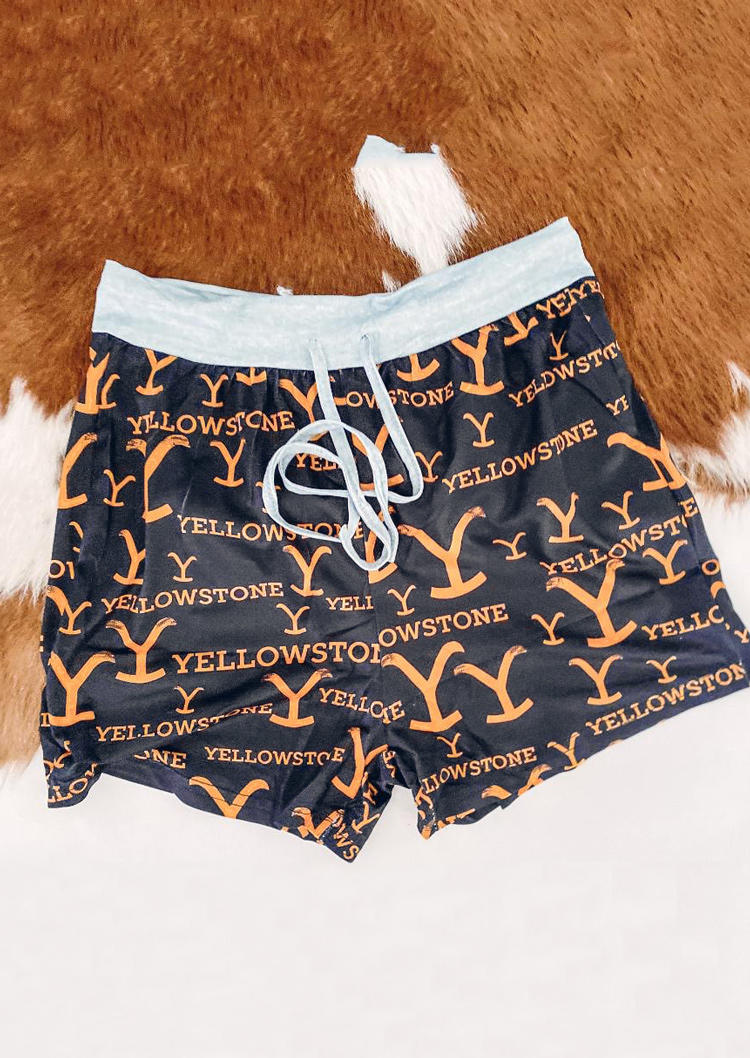 

Letter Graphic Drawstring Shorts - Dark Grey, 510281