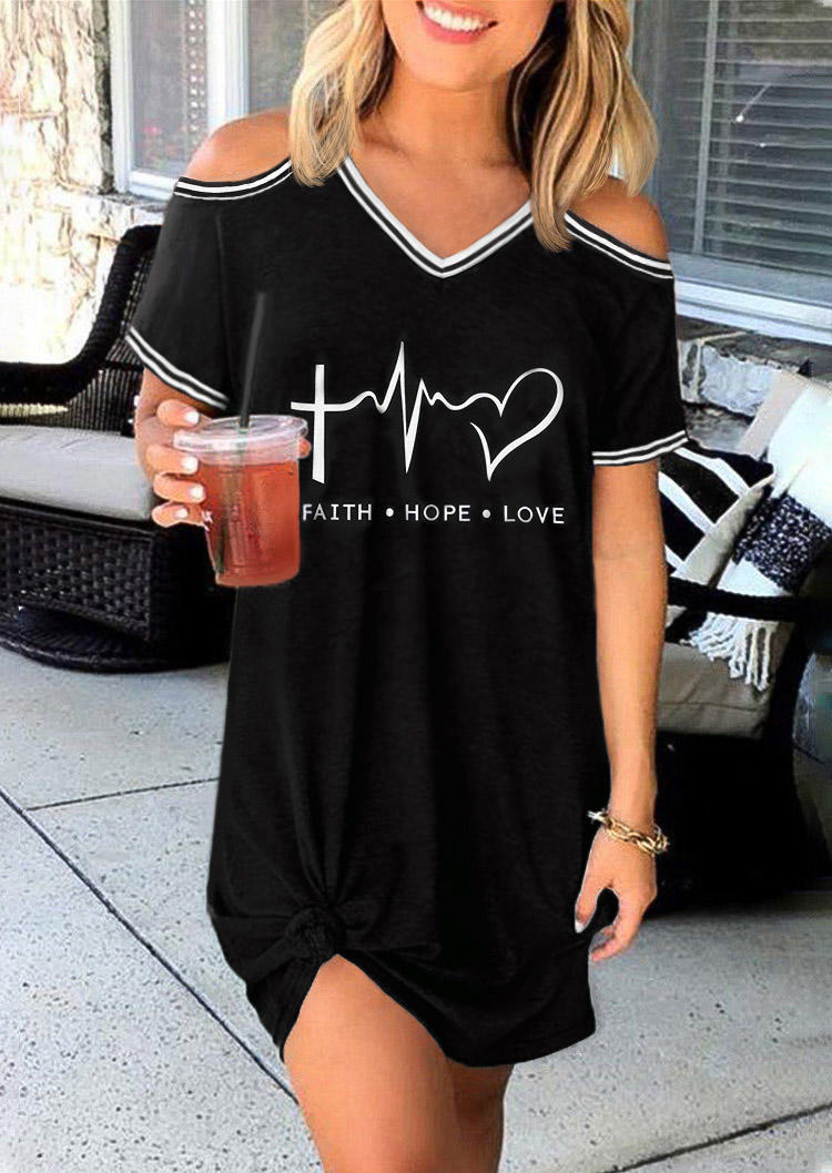 

Faith Hope Love Cold Shoulder Mini Dress - Black, 510079