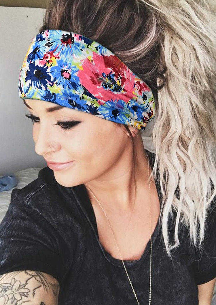 

Oil Painting Yoga Sport Wide Headband, Green;navy blue, 510082