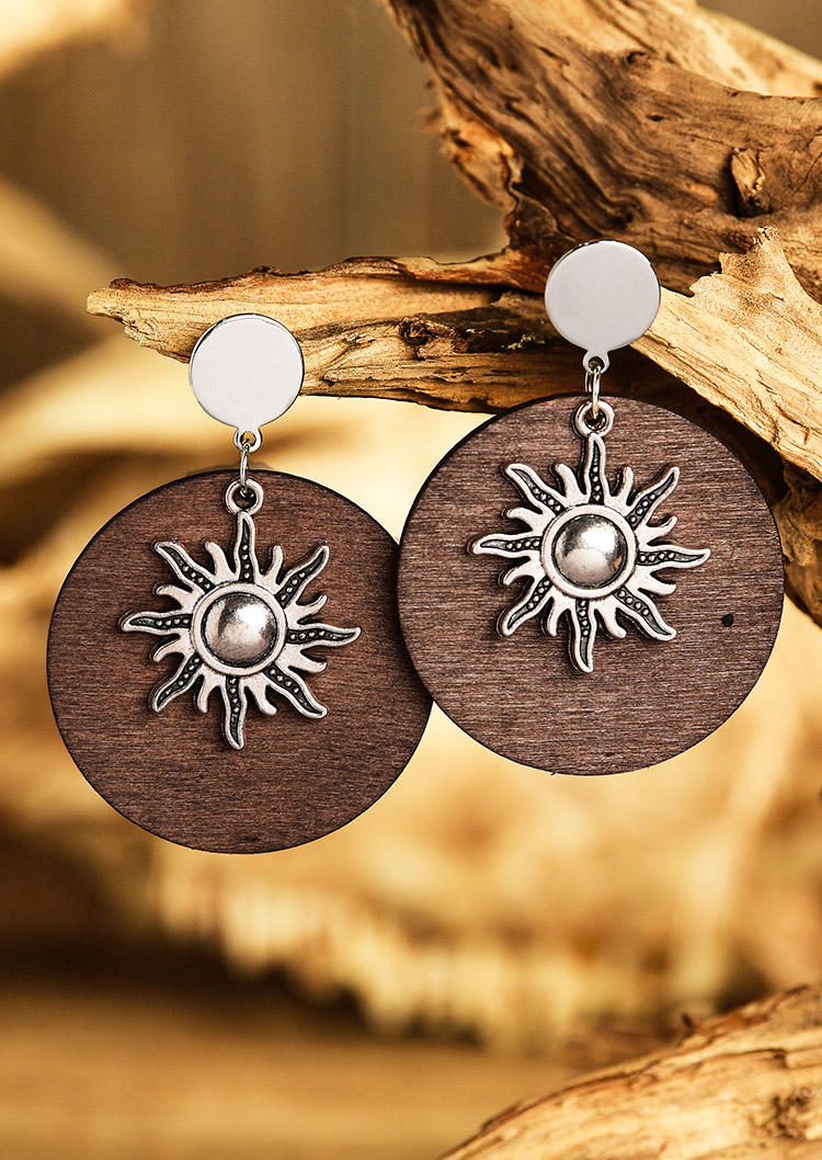 

Bohemian Sunflower Sun Dual-Layered Stud Earrings, Pattern2, 510103