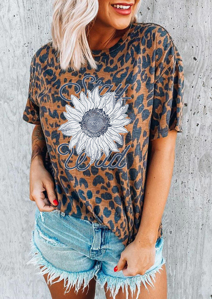 

Sunflower Leopard Stay Wild T-Shirt Tee, 510244