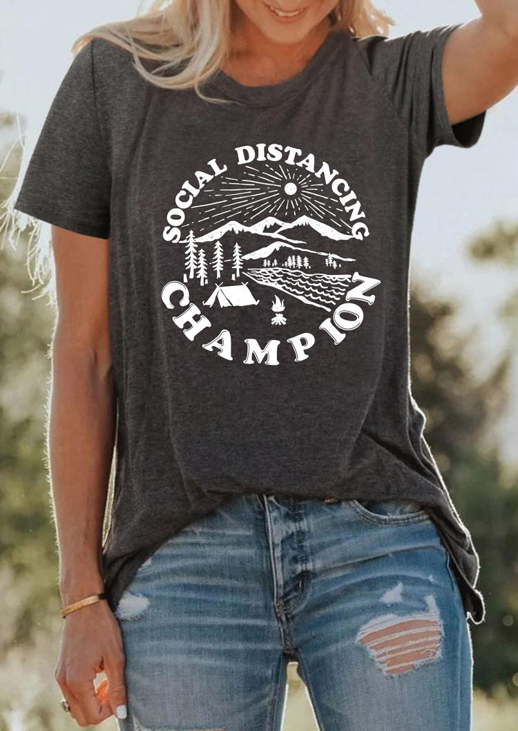

Social Distancing Champion T-Shirt Tee - Dark Grey, 509805