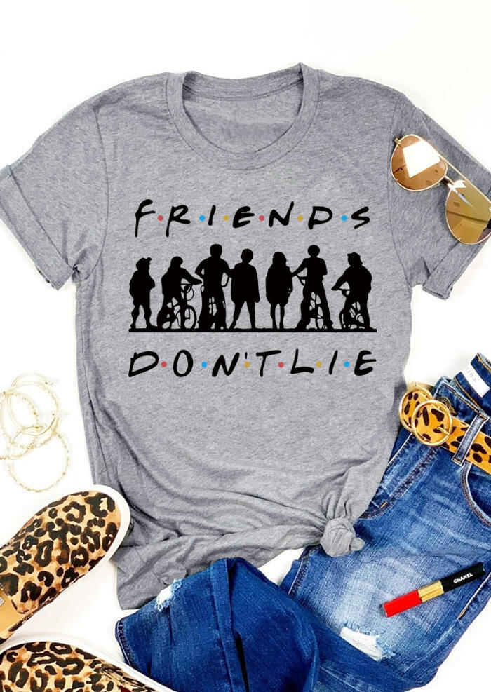 

Don't Lie Graphic O-Neck T-Shirt Tee - Gray, 510031