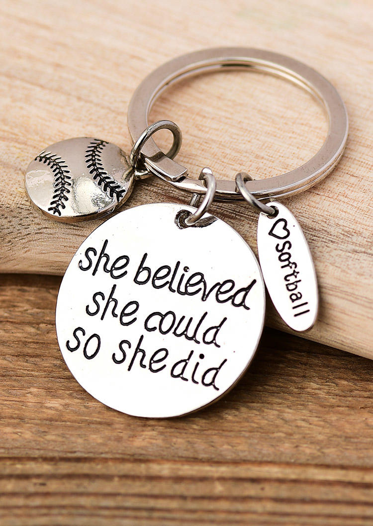 

She Believed She Could So She Did Baseball Keychain, Pattern1;pattern2, 510204