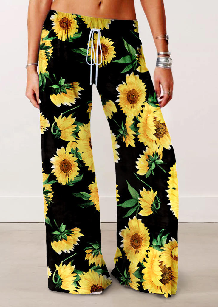 

Sunflower Drawstring Wide Leg Pants, Multicolor, 510250