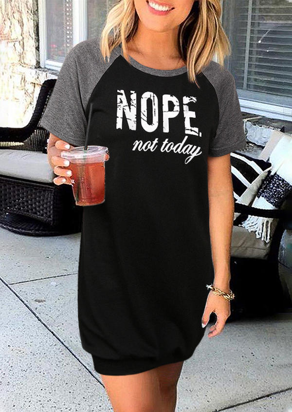 

Nope Not Today O-Neck Mini Dress - Black, 510268