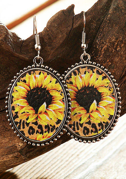 

Sunflower Leopard Plaid Earrings, 510298