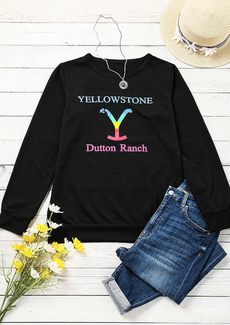 Buy Dutton Ranch Long Sleeve O-Neck Sweatshirt - Black. Picture