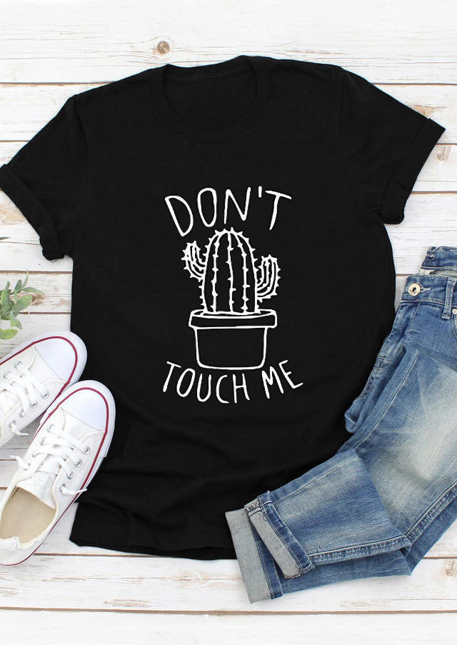 

Don't Touch Me Cactus T-Shirt Tee - Black, 510367