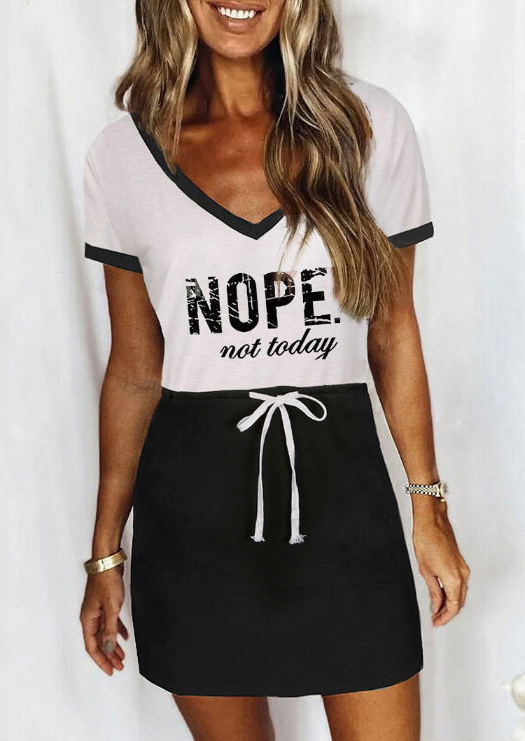 

Nope Not Today Drawstring Mini Dress - Black, 510327