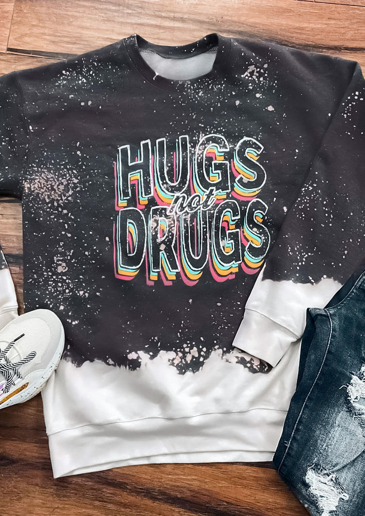 

Hugs Not Drugs Tie Dye Long Sleeve Sweatshirt - Gray, 510343