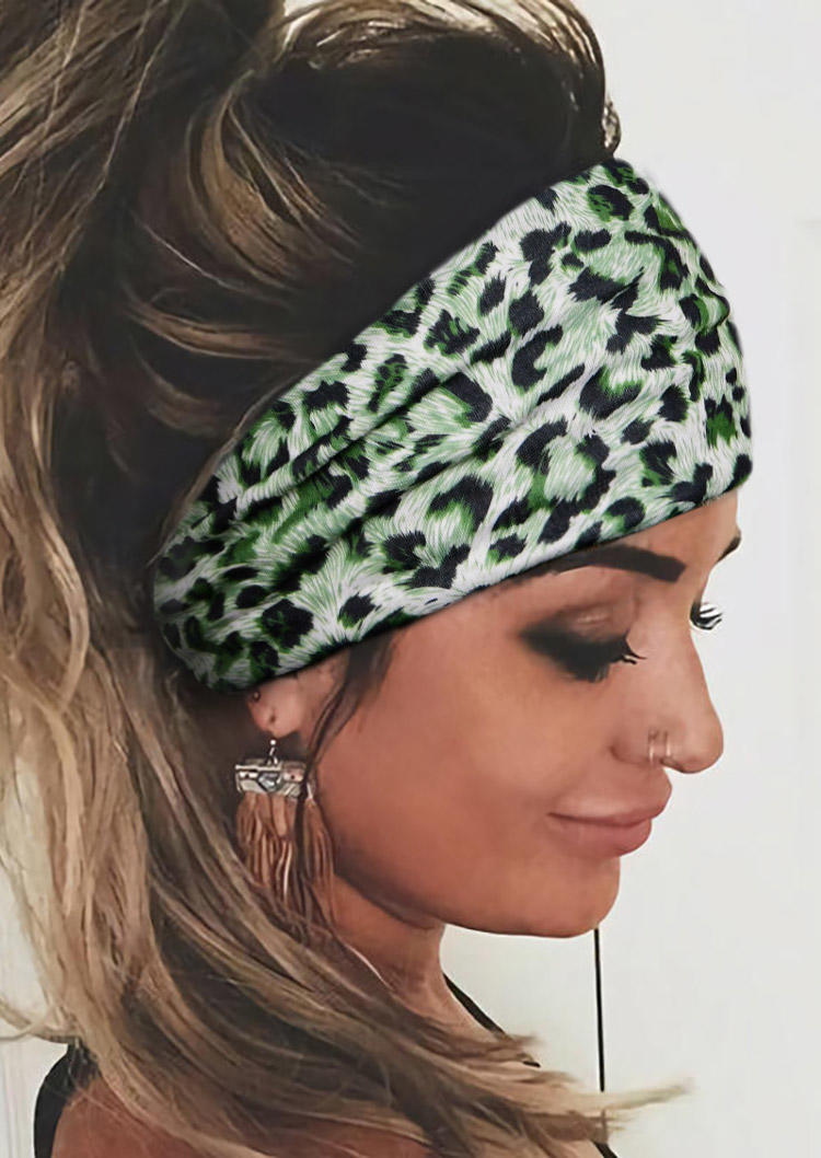 

Leopard Yoga Sport Wide Headband, Green, 510512
