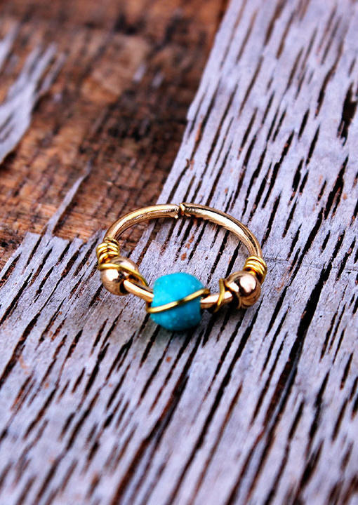 

Turquoise Beading Nose Ring, Gold, 510600