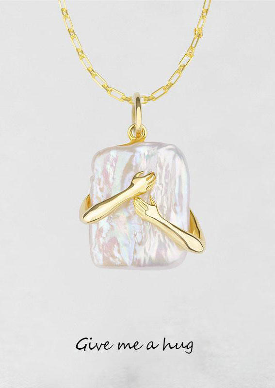 

Give Me A Hug Square Baroque Pearl Pendant Necklace, Gold;silver, 510615